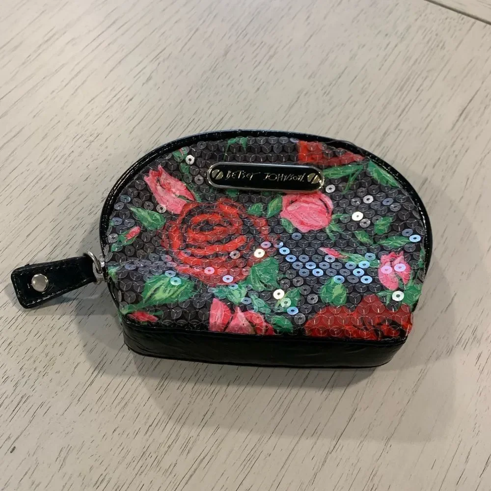 Betsey Johnson Floral Sequin Women's Cosmetic, Coin